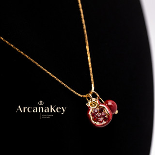 [COD] Vòng cổ mặt dây chuyền Garnet màu đỏ Thiết kế thanh lịch cổ điển, Trang sức phong cách Angola cho văn phòng, ngày tháng và mặc tiệc tùng [ArcanaKey]