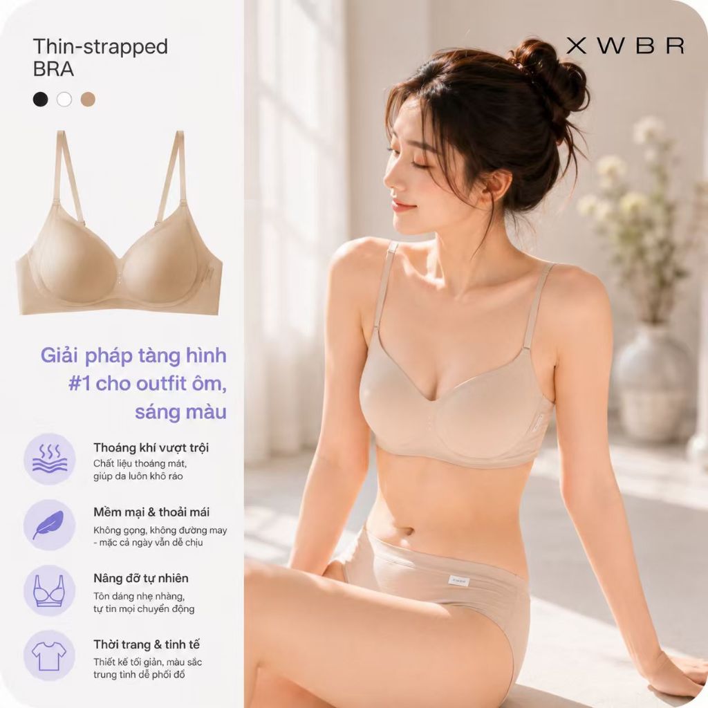 XWBR Đồ lót nữ cao cấp– Áo ngực nâng ngực, không gọng, không đường may, áo lot nữ mỏng nhẹ mùa hè