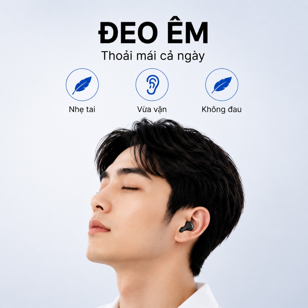 Tai Nghe Bluetooth Không Dây ERAZER EP210 Pro TWS, Bass Mạnh, Pin 20H, Đeo Êm, Mic Gọi Rõ