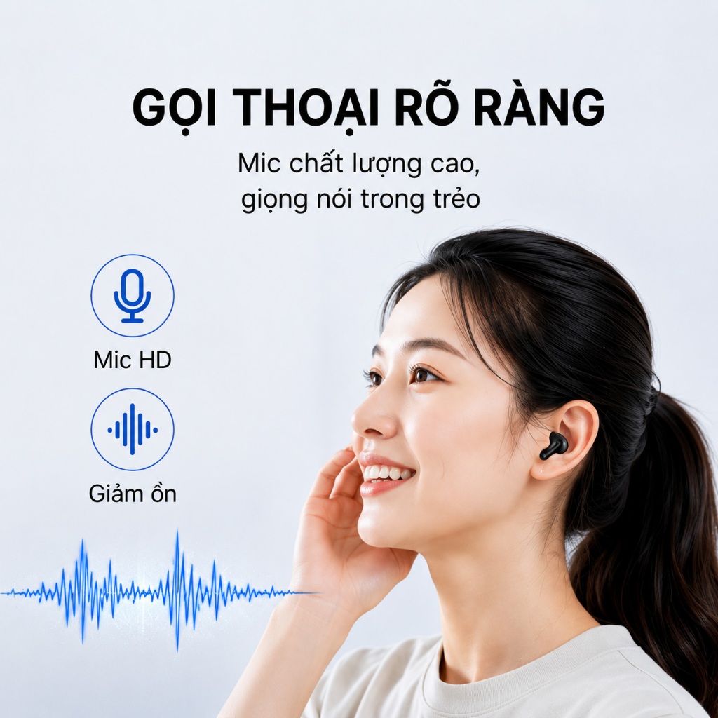 Tai Nghe Bluetooth Không Dây ERAZER EP210 Pro TWS, Bass Mạnh, Pin 20H, Đeo Êm, Mic Gọi Rõ