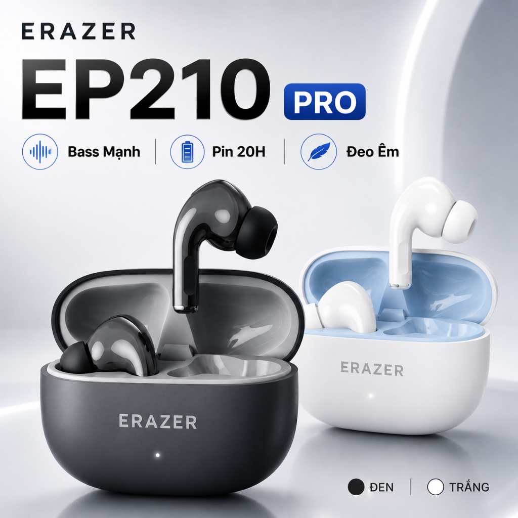 Tai Nghe Bluetooth Lenovo Erazer EP210 Pro - Tai Nghe Thể Thao Âm Thanh 360° Bass Mạnh, Đeo Thoải Mái