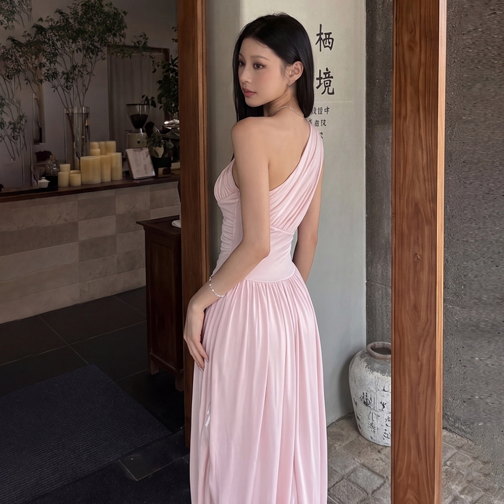 Cutenew Hình Eo Nhìn Ôm Hơn Đầm Maxi Tắt Vai Tay Áo Rugged Nữ Mùa Hè Pháp Phong Cách Thanh Lịch