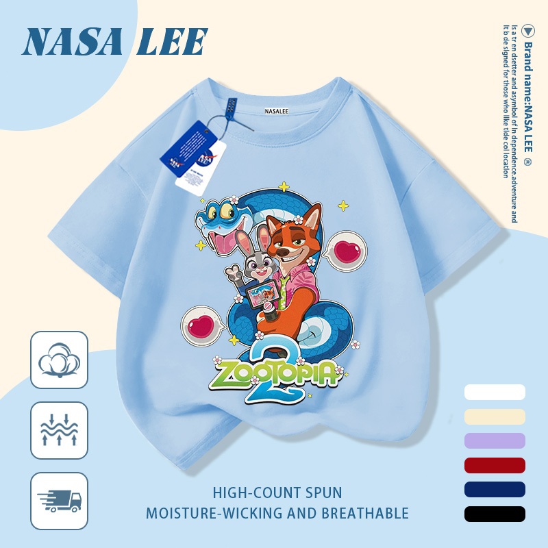 [Giao hàng trong ngày] Áo thun Cotton nguyên chất màu trắng cho trẻ em NASA Áo thun Cotton thoáng khí hoạt hình in hình hợp thời trang 3-16 tuổi bé trai bé gái tay ngắn thông thường