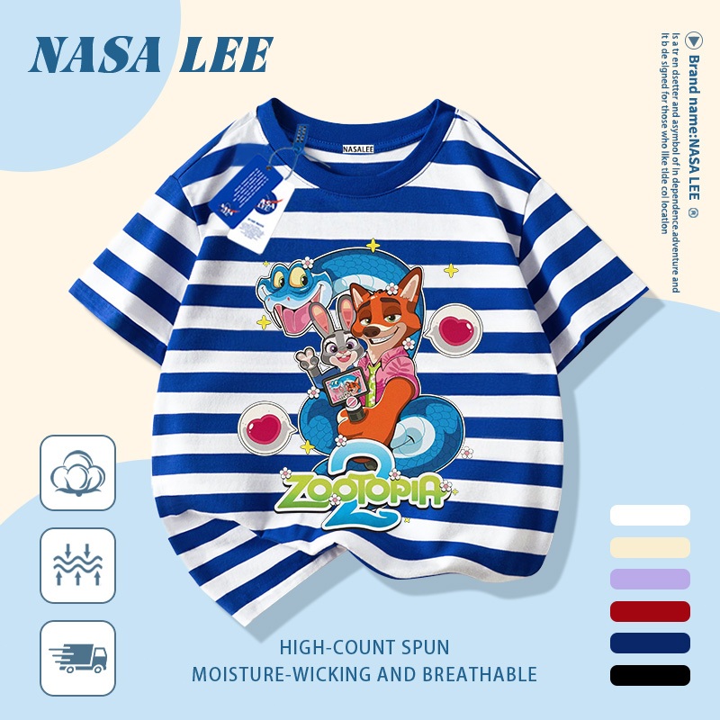 [Giao hàng trong ngày] Áo thun Cotton nguyên chất màu trắng cho trẻ em NASA Áo thun Cotton thoáng khí hoạt hình in hình hợp thời trang 3-16 tuổi bé trai bé gái tay ngắn thông thường