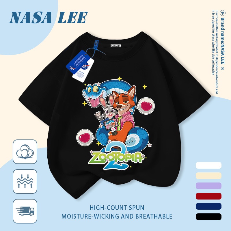 [Giao hàng trong ngày] Áo thun Cotton nguyên chất màu trắng cho trẻ em NASA Áo thun Cotton thoáng khí hoạt hình in hình hợp thời trang 3-16 tuổi bé trai bé gái tay ngắn thông thường