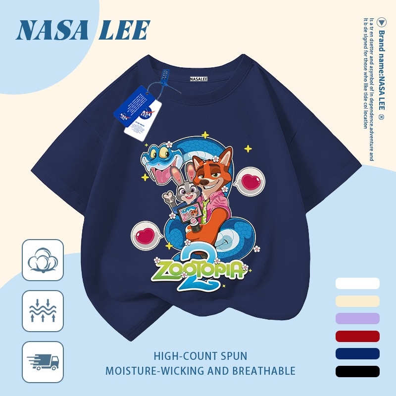 [Giao hàng trong ngày] Áo thun Cotton nguyên chất màu trắng cho trẻ em NASA Áo thun Cotton thoáng khí hoạt hình in hình hợp thời trang 3-16 tuổi bé trai bé gái tay ngắn thông thường