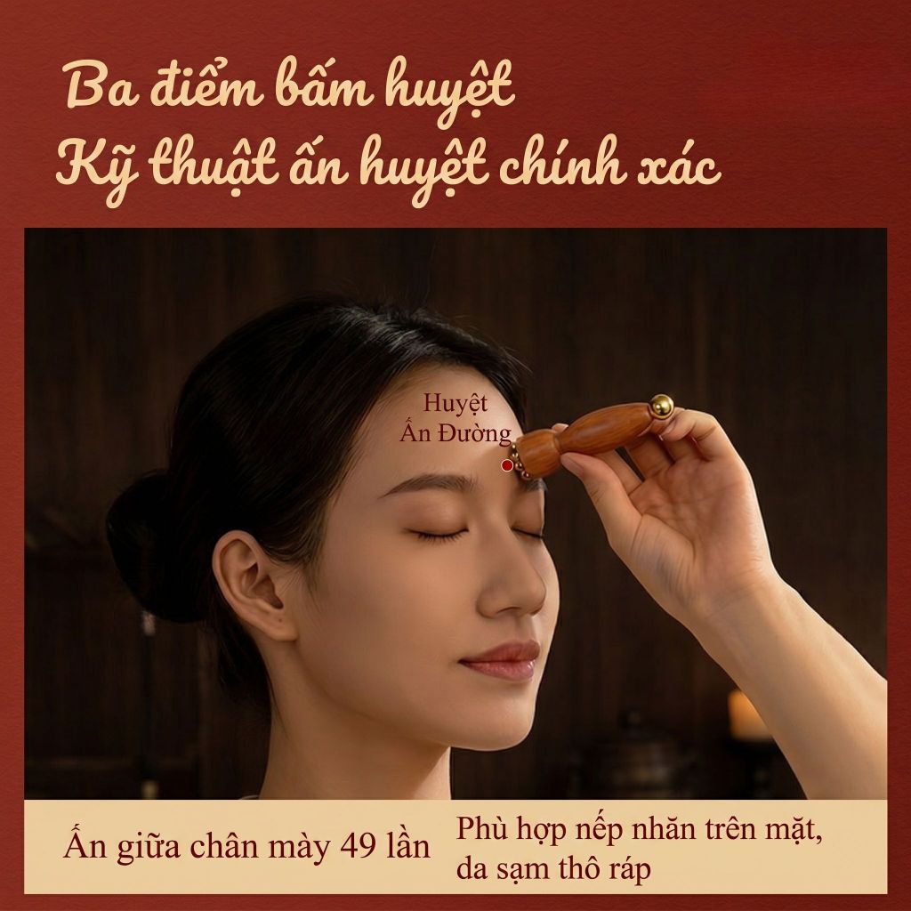 Con lăn massage mặt 6 hạt đồng giúp giảm bọng mắt và hỗ trợ nâng cơ trẻ hóa làn da