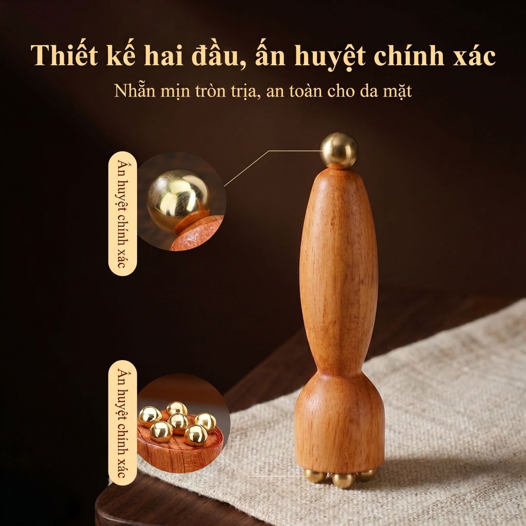 Con lăn massage mặt 6 hạt đồng giúp giảm bọng mắt và hỗ trợ nâng cơ trẻ hóa làn da