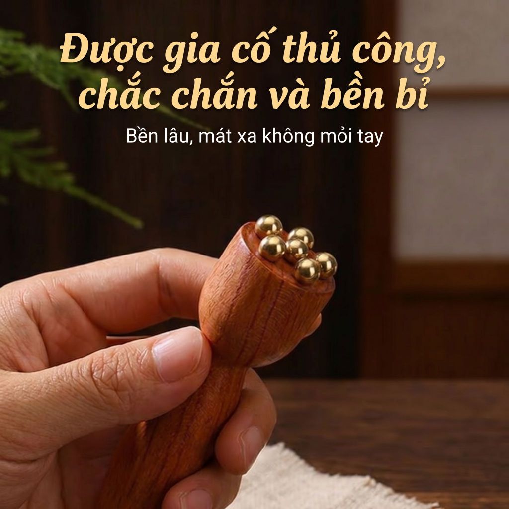 Con lăn massage mặt 6 hạt đồng giúp giảm bọng mắt và hỗ trợ nâng cơ trẻ hóa làn da