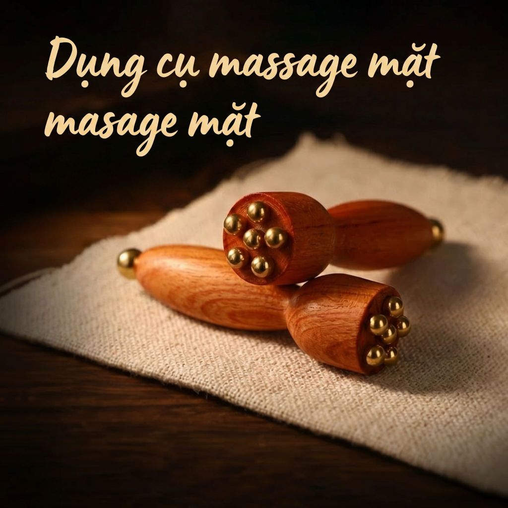 Con lăn massage mặt 6 hạt đồng giúp giảm bọng mắt và hỗ trợ nâng cơ trẻ hóa làn da