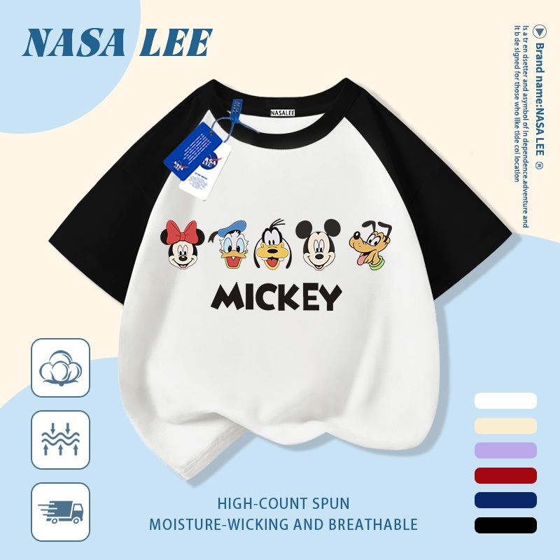 [Giao hàng trong ngày] Áo thun Cotton trắng nguyên chất thoáng khí cho trẻ em NASA Hình động vật hoạt hình Avatar In hợp thời trang 3-16 tuổi Bé trai bé gái tay ngắn thông thường