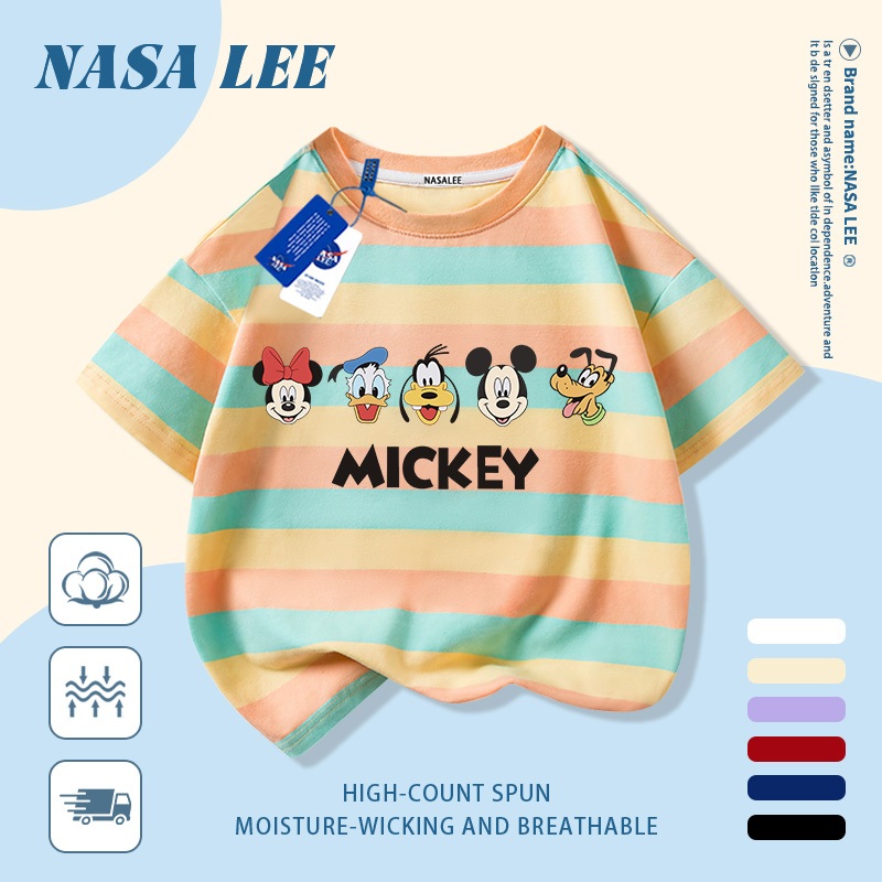[Giao hàng trong ngày] Áo thun Cotton trắng nguyên chất thoáng khí cho trẻ em NASA Hình động vật hoạt hình Avatar In hợp thời trang 3-16 tuổi Bé trai bé gái tay ngắn thông thường