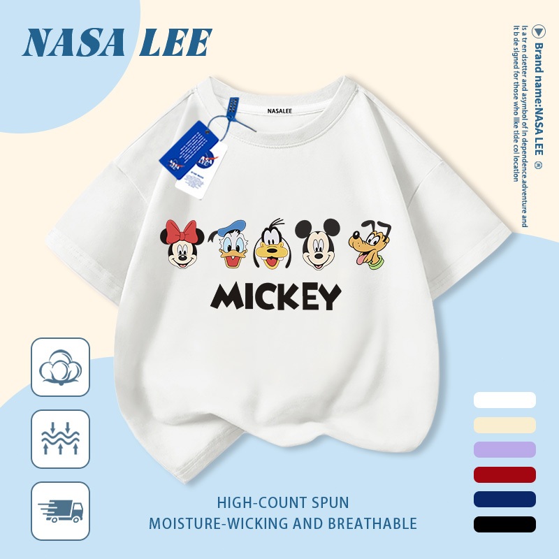 [Giao hàng trong ngày] Áo thun Cotton trắng nguyên chất thoáng khí cho trẻ em NASA Hình động vật hoạt hình Avatar In hợp thời trang 3-16 tuổi Bé trai bé gái tay ngắn thông thường