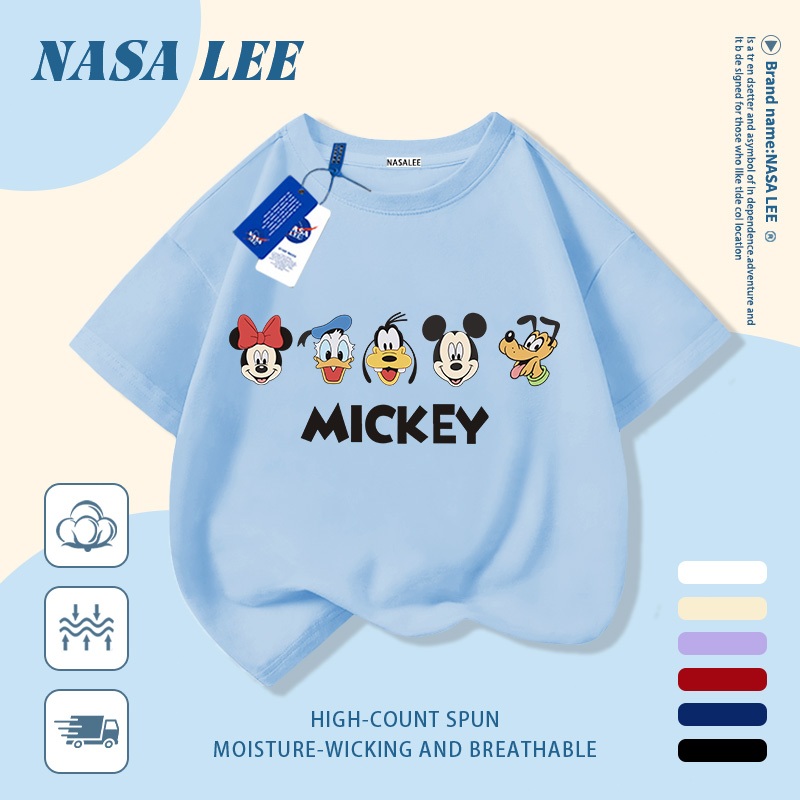 [Giao hàng trong ngày] Áo thun Cotton trắng nguyên chất thoáng khí cho trẻ em NASA Hình động vật hoạt hình Avatar In hợp thời trang 3-16 tuổi Bé trai bé gái tay ngắn thông thường
