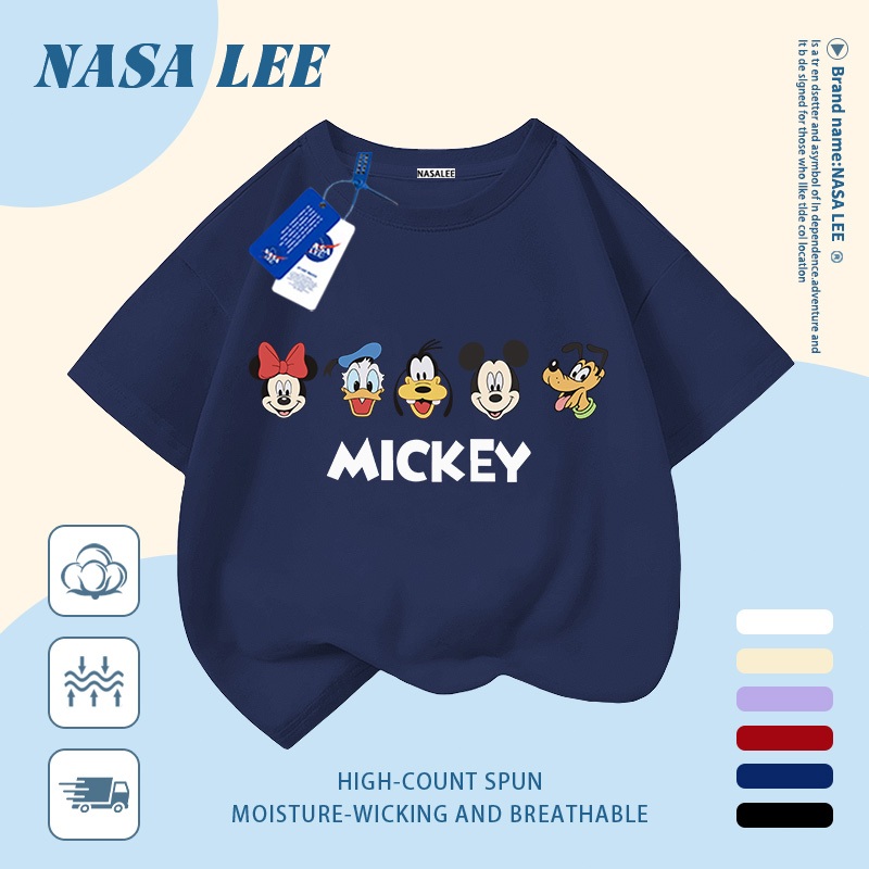 [Giao hàng trong ngày] Áo thun Cotton trắng nguyên chất thoáng khí cho trẻ em NASA Hình động vật hoạt hình Avatar In hợp thời trang 3-16 tuổi Bé trai bé gái tay ngắn thông thường