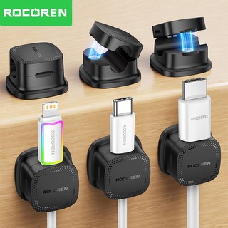 Rocoren Dây Quản Lý Cáp Từ Tính Sắp Xếp 6 Chiếc Kẹp Cáp Từ Tính Nhiều Màu Sắc Dính Giá Đỡ Dây Giữ Dưới Bàn Làm Việc Dây Hider