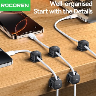 Rocoren Dây Quản Lý Cáp Từ Tính Sắp Xếp 6 Chiếc Kẹp Cáp Từ Tính Nhiều Màu Sắc Dính Giá Đỡ Dây Giữ Dưới Bàn Làm Việc Dây Hider