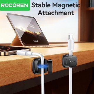Rocoren Dây Quản Lý Cáp Từ Tính Sắp Xếp 6 Chiếc Kẹp Cáp Từ Tính Nhiều Màu Sắc Dính Giá Đỡ Dây Giữ Dưới Bàn Làm Việc Dây Hider