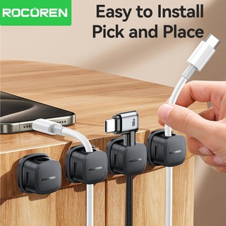 Rocoren Dây Quản Lý Cáp Từ Tính Sắp Xếp 6 Chiếc Kẹp Cáp Từ Tính Nhiều Màu Sắc Dính Giá Đỡ Dây Giữ Dưới Bàn Làm Việc Dây Hider