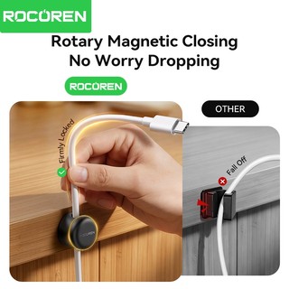 Rocoren 9 Cái 360° Xoay Dây Quản Lý Cáp Từ Tính Tổ Chức Kẹp Cáp Dính Nâng Cấp Giá Đỡ Dây Dưới Bàn Làm Việc