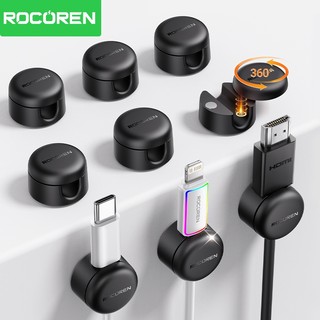 Rocoren 9 Cái 360° Xoay Dây Quản Lý Cáp Từ Tính Tổ Chức Kẹp Cáp Dính Nâng Cấp Giá Đỡ Dây Dưới Bàn Làm Việc