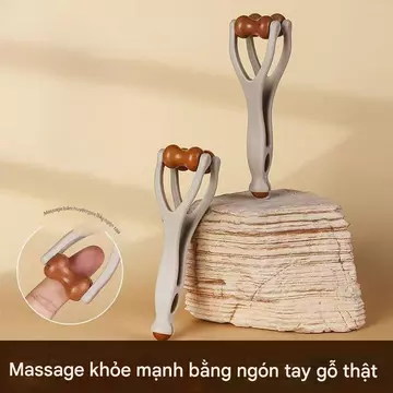 Máy mát xa ngón tay Con lăn bấm huyệt bằng gỗ nguyên khối Massage Hạt ngón cho khớp tay & Trị liệu kinh tuyến Con lăn Massage ngón tay Máy uốn cong Gậy Nhào di động Kẹp 360° Con lăn