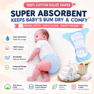 bộ 5 cái bộ 10 cái tã vải cotton miếng lót sơ sinh tã băng vải mềm thấm hút chống tràn thoáng khí tã vải màn mùa hè khô ráo chấm bông nổi ôm khít không tràn làn da nhạy cảm dễ thay dễ giặt có size nhỏ size lớn