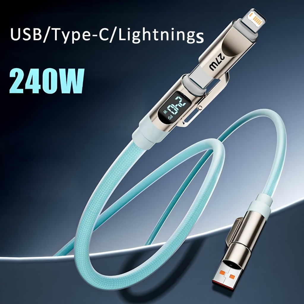 Cáp ECILY 240W Type C sang Type C Cáp sạc siêu nhanh có màn hình LED Dây dữ liệu USB sang Type-C cho điện thoại Xiaomi Samsung