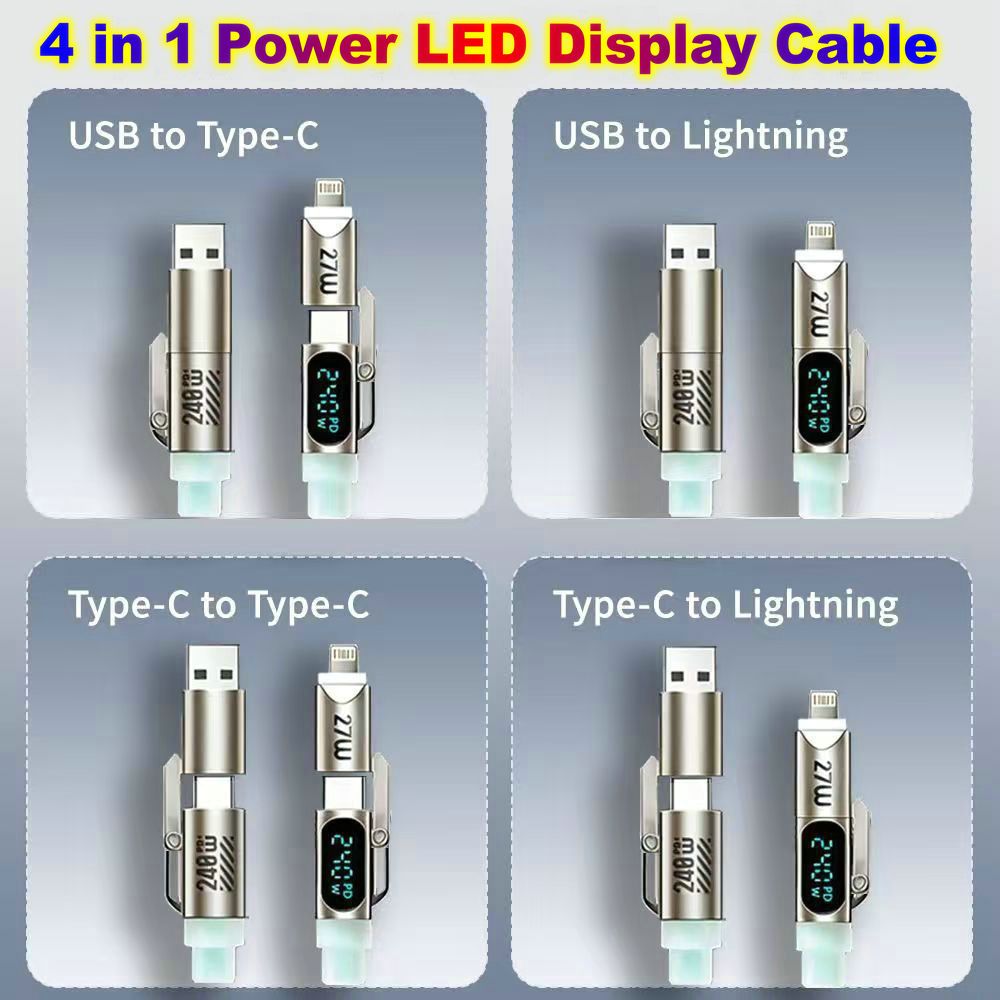 Cáp ECILY 240W Type C sang Type C Cáp sạc siêu nhanh có màn hình LED Dây dữ liệu USB sang Type-C cho điện thoại Xiaomi Samsung
