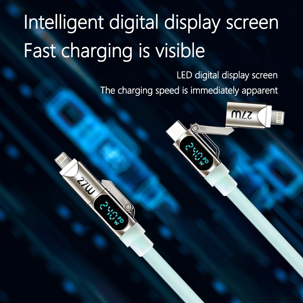 Cáp ECILY 240W Type C sang Type C Cáp sạc siêu nhanh có màn hình LED Dây dữ liệu USB sang Type-C cho điện thoại Xiaomi Samsung