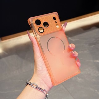 Ốp điện thoại TPU màu cam hình vuông lớn sang trọng dành cho iPhone 11 12 13 14 15 16 17 Pro Max bao gồm tất cả các ốp lưng chống rơi