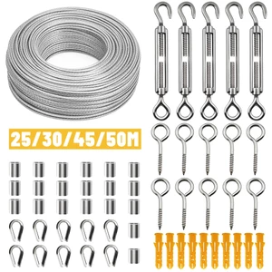 56 Cái / bộ Dây Quần Áo Cắm Trại PVC Phủ Dây Thép Linh Hoạt Dây Thép Không Gỉ Lanh Dây An Toàn 25 / 30 / 45 / 50M