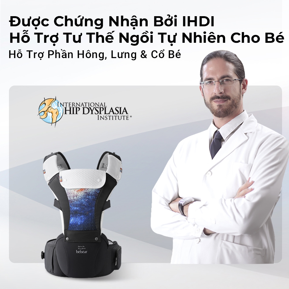 Địu Em Bé Bebear Cao Cấp Có Ghế Ngồi – Chống Đau Lưng, Thu Gọn Nhanh, Chuẩn M-Shape Cho Bé 0-36 Tháng địu cho bé
