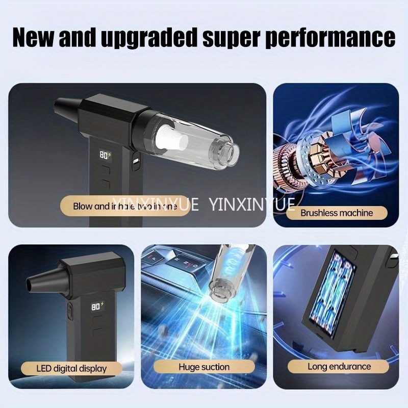Máy hút bụi ô tô Mini 9 trong 1 Hút mạnh mẽ Máy hút bụi không dây di động cho ô tô Sử dụng tại nhà Máy thổi khí & Máy bơm hơi