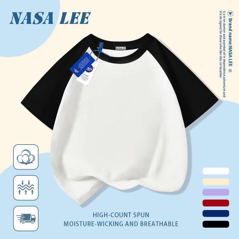 [Giao hàng trong ngày, giao hàng trong 2 ngày] Áo thun màu trắng cho trẻ em NASA, Cotton thoáng khí, thích hợp cho bé trai bé gái 3-16 tuổi, thiết kế tối giản & phong cách phù hợp