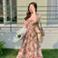 Đầm hoa dây thiết kế xinh nhẹ nhàng dài đầm dài tiểu thư dáng dạ hội body váy liền thân dáng dài