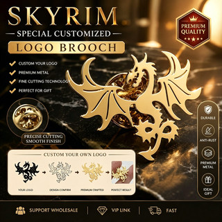 SKYRIM Logo tùy chỉnh đặc biệt Công nghệ cắt mặt dây chuyền hỗ trợ bán buôn liên kết VIP