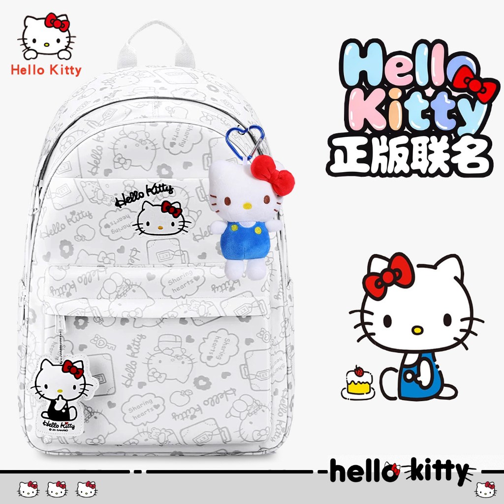 Hellokitty Schoolbag Ba Lô Học Sinh Trung Học Nữ Trung Học Công Suất Lớn Đồng Thương Hiệu Mặt Dây Chuyền Chính Hãng Cao Cấp