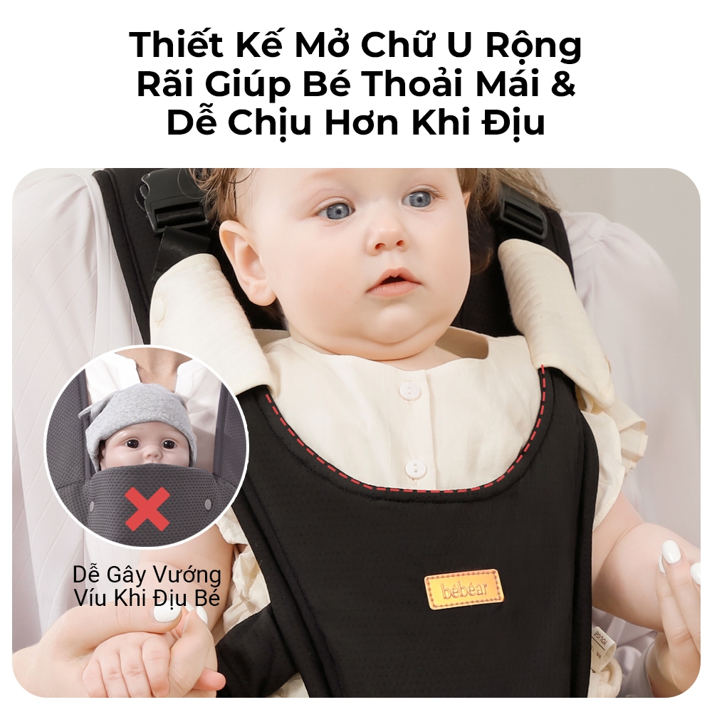 Địu Em Bé Bebear Có Ghế Ngồi Cao Cấp – Chống Tụt Chống Đau Lưng, Địu Ngồi Chuẩn M Cho Bé 0-36 Tháng địu cho bé