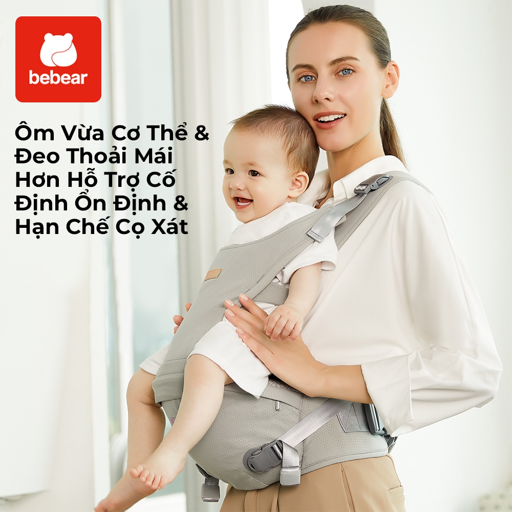 Địu Em Bé Bebear Có Ghế Ngồi Cao Cấp – Chống Tụt Chống Đau Lưng, Địu Ngồi Chuẩn M Cho Bé 0-36 Tháng địu cho bé