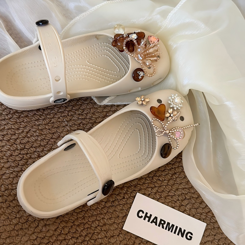 Phụ Nữ Bé Gái Tắc Sandal Giày DIY Quyến Rũ Phong Cách Dễ Thương Tan Nơ Mặt Dây Chuyền Nút Lỗ Giày Trang Trí Bộ Phụ Kiện Quà Tặng
