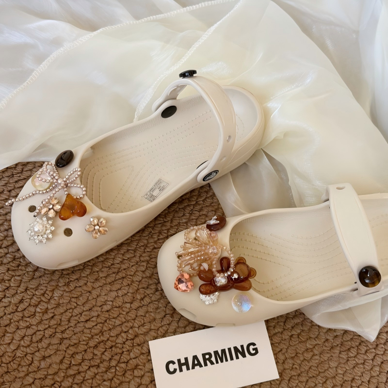 Phụ Nữ Bé Gái Tắc Sandal Giày DIY Quyến Rũ Phong Cách Dễ Thương Tan Nơ Mặt Dây Chuyền Nút Lỗ Giày Trang Trí Bộ Phụ Kiện Quà Tặng