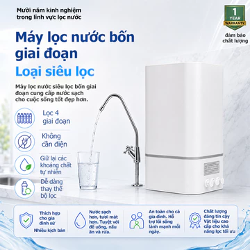 Có thể uống trực tiếp, siêu lọc gia dụng, máy lọc nước nhà bếp siêu lọc bốn cấp, hiệu quả loại bỏ cặn và tạp chất