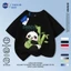 NASA Panda Children Áo ngắn tay mùa hè Cotton nguyên chất thoáng khí vừa lớn Trẻ em in hình vui nhộn