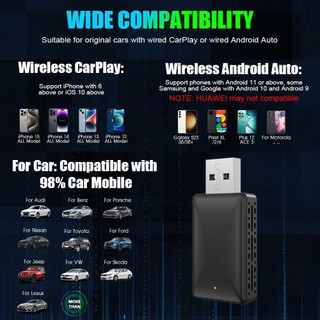 Bộ chuyển đổi Carplay không dây Android Auto Apple Carplay Adapter Plug and Play Mini Wireless Carplay Adapter