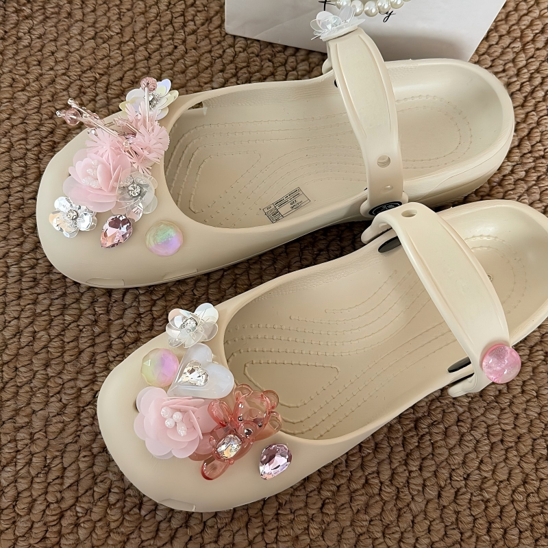 Phụ Nữ Bé Gái Tắc Sandal Giày DIY Quyến Rũ Phong Cách Cổ Tích Hoa Xanh Mặt Dây Chuyền Nút Lỗ Giày Trang Trí Bộ Phụ Kiện Quà Tặng