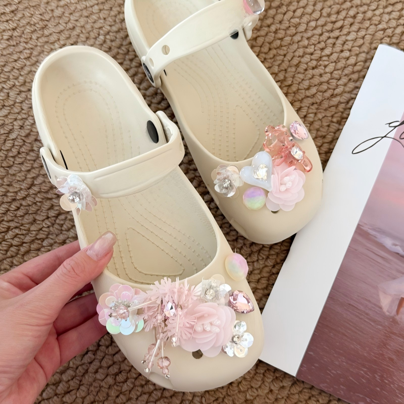 Phụ Nữ Bé Gái Tắc Sandal Giày DIY Quyến Rũ Phong Cách Cổ Tích Hoa Xanh Mặt Dây Chuyền Nút Lỗ Giày Trang Trí Bộ Phụ Kiện Quà Tặng