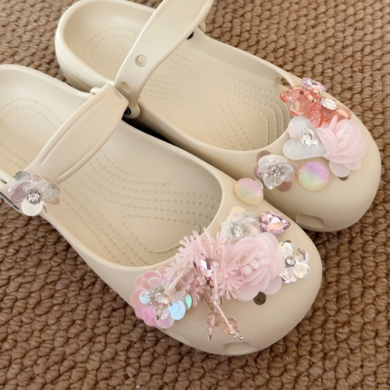 Phụ Nữ Bé Gái Tắc Sandal Giày DIY Quyến Rũ Phong Cách Cổ Tích Hoa Xanh Mặt Dây Chuyền Nút Lỗ Giày Trang Trí Bộ Phụ Kiện Quà Tặng