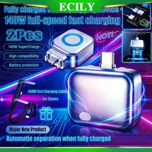 ECILY [Hàng mới về] Bộ tách sạc dừng tự động thông minh 140W Type-C Nhận dạng AI đa năng được sạc đầy đủ Thiết bị cắt tự động Bộ chuyển đổi bảo vệ an toàn sạc USB