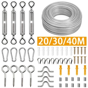 Bộ 55 Bộ 2 Mm Dây Thép Dây Cáp PVC Bọc Cầu Qua Vòng Tay Cho Cây Leo Núi Hàng Rào Sân Vườn Dây Quần Áo 304